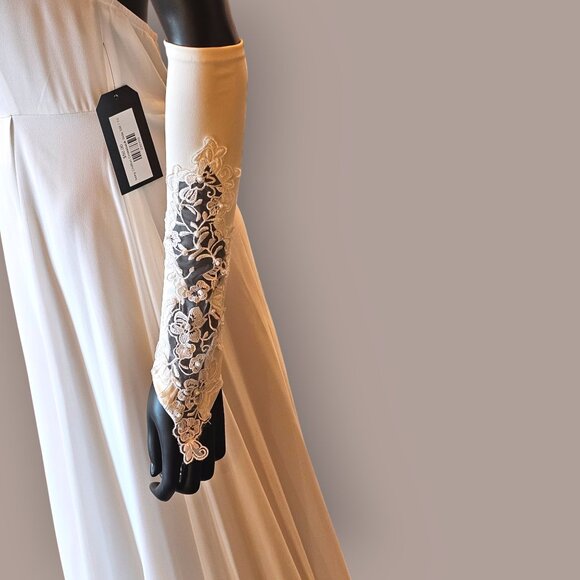 Elbow Stretch Jersey Ivory Lace Gauntlet Glove - Picture 6 of 6